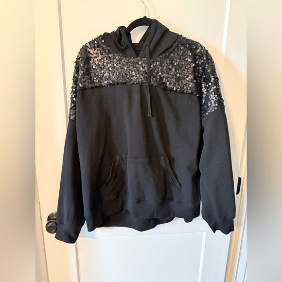 Torrid Black Sequin Hoodie - Picture 1 of 8